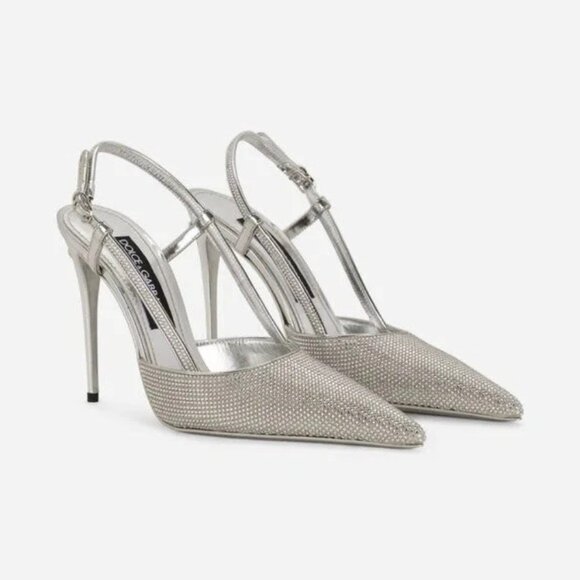 Dolce & Gabbana Lollo 105 Crystal Slingback Pumps - Picture 1 of 16